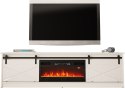 Szafka RTV GRANERO+kominek 200x56,7x35 biały/biały połysk Cama MEBLE