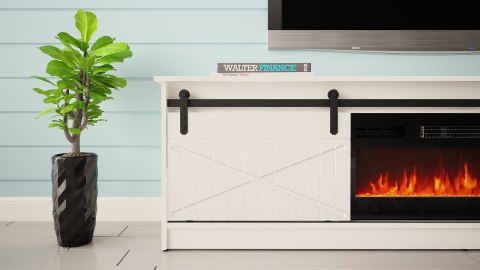 Szafka RTV GRANERO+kominek 200x56,7x35 biały/biały połysk Cama MEBLE Szafka RTV GRANERO+kominek 200x56,7x35 biały/biały połysk Cama MEBLE