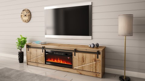 Szafka RTV GRANERO+kominek 200x56,7x35 dąb wotan Szafka RTV GRANERO+kominek 200x56,7x35 dąb wotan