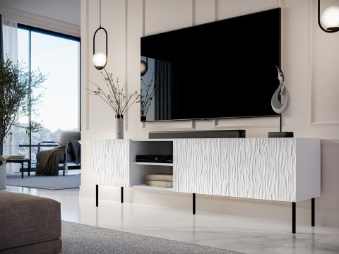 Szafka RTV JUNGLE 190x40,5x59,5 biały mat + czarne nóżki Cama MEBLE Szafka RTV JUNGLE 190x40,5x59,5 biały mat + czarne nóżki Cama MEBLE