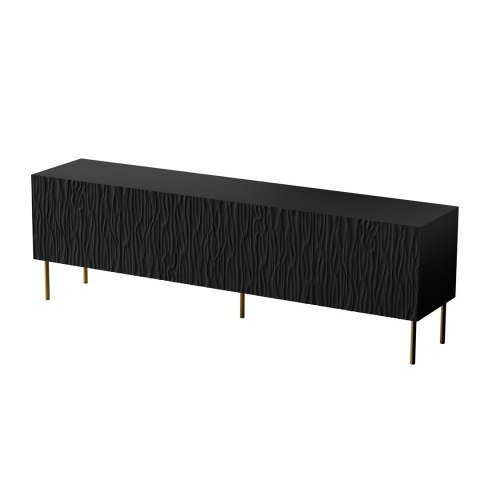 Szafka RTV JUNGLE 190x40,5x59,5 czarny mat + złote nóżki Cama MEBLE Szafka RTV JUNGLE 190x40,5x59,5 czarny mat + złote nóżki Cama MEBLE