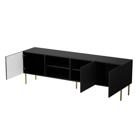 Szafka RTV JUNGLE 190x40,5x59,5 czarny mat + złote nóżki Cama MEBLE Szafka RTV JUNGLE 190x40,5x59,5 czarny mat + złote nóżki Cama MEBLE