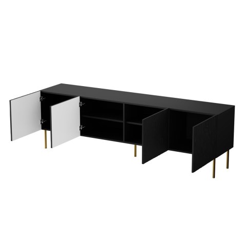Szafka RTV JUNGLE 190x40,5x59,5 czarny mat + złote nóżki Cama MEBLE Szafka RTV JUNGLE 190x40,5x59,5 czarny mat + złote nóżki Cama MEBLE