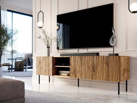 Szafka RTV JUNGLE 190x40,5x59,5 dąb wotan + czarne nóżki Cama MEBLE Szafka RTV JUNGLE 190x40,5x59,5 dąb wotan + czarne nóżki Cama MEBLE
