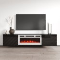 Szafka RTV LUXE 182,6x34,5x37,5 czarny/czarny połysk + biały kominek Cama MEBLE