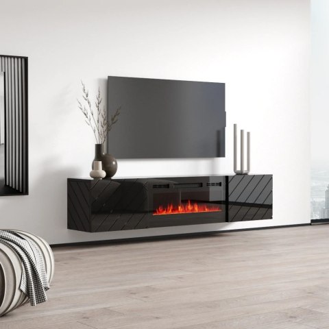 Szafka RTV LUXE 182,6x34,5x37,5 czarny/czarny połysk + czarny kominek Cama MEBLE Szafka RTV LUXE 182,6x34,5x37,5 czarny/czarny połysk + czarny kominek Cama MEBLE