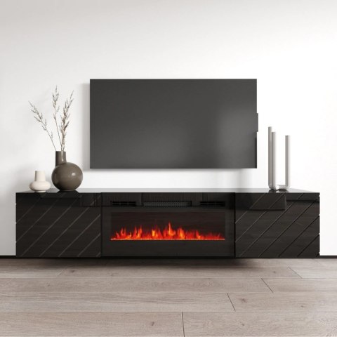 Szafka RTV LUXE 182,6x34,5x37,5 czarny/czarny połysk + czarny kominek Cama MEBLE Szafka RTV LUXE 182,6x34,5x37,5 czarny/czarny połysk + czarny kominek Cama MEBLE