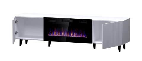 Szafka RTV PAFOS EF z kominkiem elektrycznym 180x42x49 biały mat Cama MEBLE Szafka RTV PAFOS EF z kominkiem elektrycznym 180x42x49 biały mat Cama MEBLE