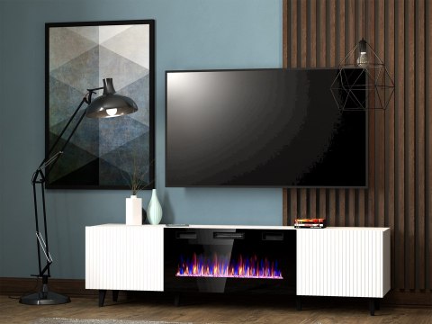 Szafka RTV PAFOS EF z kominkiem elektrycznym 180x42x49 biały mat Cama MEBLE Szafka RTV PAFOS EF z kominkiem elektrycznym 180x42x49 biały mat Cama MEBLE
