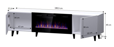 Szafka RTV PAFOS EF z kominkiem elektrycznym 180x42x49 biały mat Cama MEBLE Szafka RTV PAFOS EF z kominkiem elektrycznym 180x42x49 biały mat Cama MEBLE