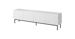 Szafka RTV PAFOS na czarnym stelażu ze stali 200x40x60 biały mat Cama MEBLE