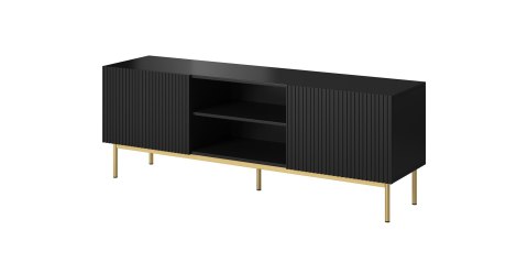 Szafka RTV PAFOS na złotym stelażu ze stali 150x40x60 czarny mat Cama MEBLE Szafka RTV PAFOS na złotym stelażu ze stali 150x40x60 czarny mat Cama MEBLE