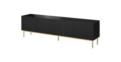 Szafka RTV PAFOS na złotym stelażu ze stali 200x40x60 czarny mat Cama MEBLE Szafka RTV PAFOS na złotym stelażu ze stali 200x40x60 czarny mat Cama MEBLE