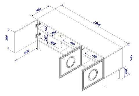 Szafka RTV PALAZZO 150x42x60 czarny + dąb craft Cama MEBLE Szafka RTV PALAZZO 150x42x60 czarny + dąb craft Cama MEBLE