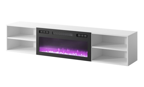 Szafka RTV POLO 180x33x39 biały + kominek czarny Cama MEBLE Szafka RTV POLO 180x33x39 biały + kominek czarny Cama MEBLE