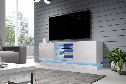 Szafka RTV QIU 160 MDF biały połysk/ biały połysk Cama MEBLE Szafka RTV QIU 160 MDF biały połysk/ biały połysk Cama MEBLE