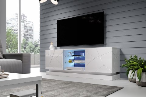 Szafka RTV QIU 160 MDF biały połysk/ biały połysk Cama MEBLE Szafka RTV QIU 160 MDF biały połysk/ biały połysk Cama MEBLE