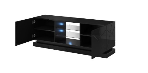Szafka RTV QIU 160 MDF czarny połysk/czarny połysk Cama MEBLE Szafka RTV QIU 160 MDF czarny połysk/czarny połysk Cama MEBLE