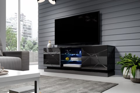 Szafka RTV QIU 160 MDF czarny połysk/czarny połysk Cama MEBLE Szafka RTV QIU 160 MDF czarny połysk/czarny połysk Cama MEBLE