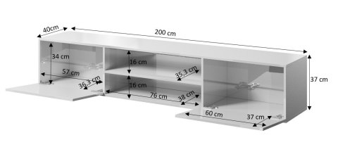 Szafka RTV SLIDE 200K 200x40xH37 cała w czarnym połysku Cama MEBLE Szafka RTV SLIDE 200K 200x40xH37 cała w czarnym połysku Cama MEBLE