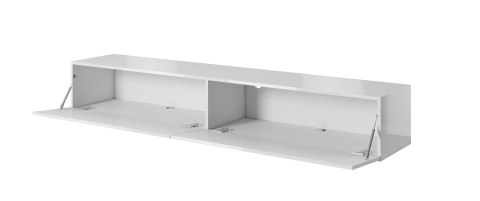 Szafka RTV SLIDE na czarnym stelażu ze stali 200x40xH50 cała w białym połysku Cama MEBLE Szafka RTV SLIDE na czarnym stelażu ze stali 200x40xH50 cała w białym połysku Cama MEBLE