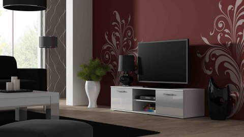 Szafka RTV SOHO 140 biały/ biały połysk Cama MEBLE Szafka RTV SOHO 140 biały/ biały połysk Cama MEBLE