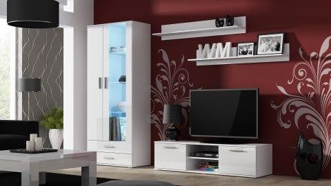 Szafka RTV SOHO 140 biały/ biały połysk Cama MEBLE Szafka RTV SOHO 140 biały/ biały połysk Cama MEBLE