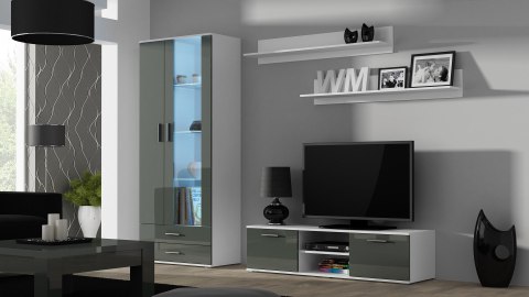 Szafka RTV SOHO 140 biały/ szary połysk Cama MEBLE Szafka RTV SOHO 140 biały/ szary połysk Cama MEBLE