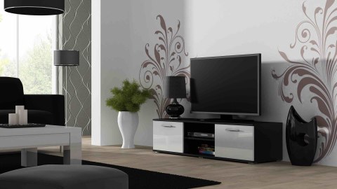 Szafka RTV SOHO 140 czarny/ biały połysk Cama MEBLE Szafka RTV SOHO 140 czarny/ biały połysk Cama MEBLE