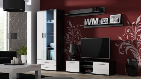 Szafka RTV SOHO 140 czarny/ biały połysk Cama MEBLE Szafka RTV SOHO 140 czarny/ biały połysk Cama MEBLE
