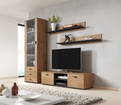 Szafka RTV SOHO 140 dąb lefkas + czarny Cama MEBLE Szafka RTV SOHO 140 dąb lefkas + czarny Cama MEBLE