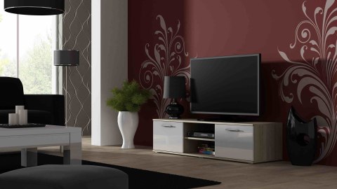 Szafka RTV SOHO 140 dąb sonoma/ biały połysk Cama MEBLE Szafka RTV SOHO 140 dąb sonoma/ biały połysk Cama MEBLE