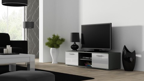 Szafka RTV SOHO 140 szary/ biały połysk Cama MEBLE Szafka RTV SOHO 140 szary/ biały połysk Cama MEBLE