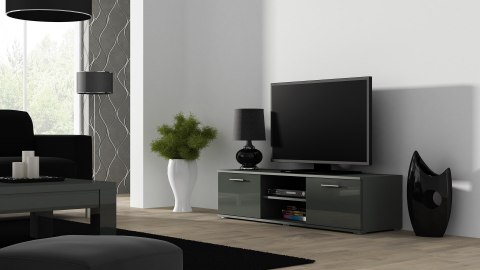 Szafka RTV SOHO 140 szary/ szary połysk Cama MEBLE Szafka RTV SOHO 140 szary/ szary połysk Cama MEBLE