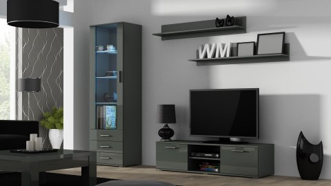 Szafka RTV SOHO 140 szary/ szary połysk Cama MEBLE Szafka RTV SOHO 140 szary/ szary połysk Cama MEBLE