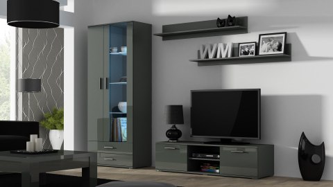 Szafka RTV SOHO 140 szary/ szary połysk Cama MEBLE Szafka RTV SOHO 140 szary/ szary połysk Cama MEBLE