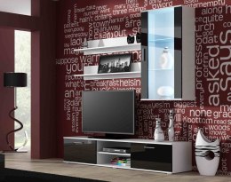 Szafka RTV SOHO 180 biały/ czarny połysk Cama MEBLE