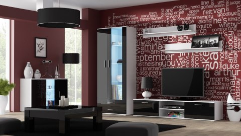 Szafka RTV SOHO 180 biały/ czarny połysk Cama MEBLE Szafka RTV SOHO 180 biały/ czarny połysk Cama MEBLE