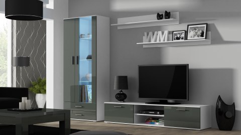Szafka RTV SOHO 180 biały/ szary połysk Cama MEBLE Szafka RTV SOHO 180 biały/ szary połysk Cama MEBLE