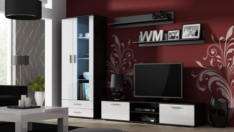Szafka RTV SOHO 180 czarny/ biały połysk Cama MEBLE Szafka RTV SOHO 180 czarny/ biały połysk Cama MEBLE