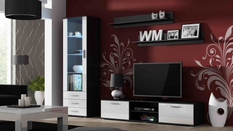 Szafka RTV SOHO 180 czarny/ biały połysk Cama MEBLE Szafka RTV SOHO 180 czarny/ biały połysk Cama MEBLE