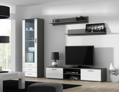 Szafka RTV SOHO 180 szary/ biały połysk Cama MEBLE Szafka RTV SOHO 180 szary/ biały połysk Cama MEBLE