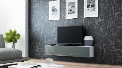 Szafka RTV VIGO '140' 30/140/40 biały/ szary połysk Cama MEBLE Szafka RTV VIGO '140' 30/140/40 biały/ szary połysk Cama MEBLE