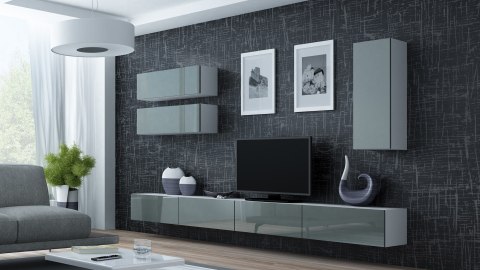 Szafka RTV VIGO '140' 30/140/40 biały/ szary połysk Cama MEBLE Szafka RTV VIGO '140' 30/140/40 biały/ szary połysk Cama MEBLE
