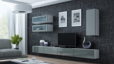 Szafka RTV VIGO '140' 30/140/40 biały/ szary połysk Cama MEBLE Szafka RTV VIGO '140' 30/140/40 biały/ szary połysk Cama MEBLE