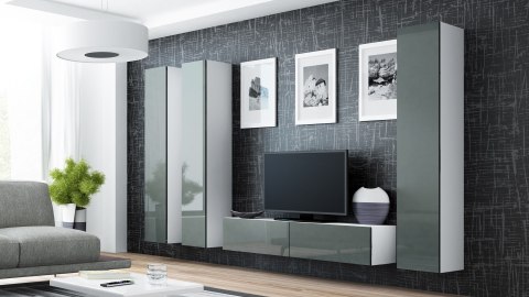 Szafka RTV VIGO '140' 30/140/40 biały/ szary połysk Cama MEBLE Szafka RTV VIGO '140' 30/140/40 biały/ szary połysk Cama MEBLE