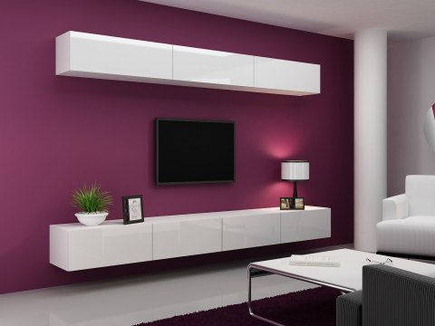 Szafka RTV VIGO '140' 30/140/40 biały/biały połysk Cama MEBLE Szafka RTV VIGO '140' 30/140/40 biały/biały połysk Cama MEBLE