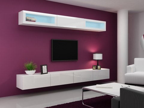 Szafka RTV VIGO '140' 30/140/40 biały/biały połysk Cama MEBLE Szafka RTV VIGO '140' 30/140/40 biały/biały połysk Cama MEBLE