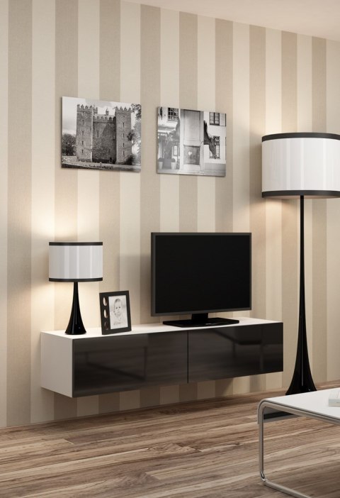 Szafka RTV VIGO '140' 30/140/40 biały/czarny połysk Cama MEBLE Szafka RTV VIGO '140' 30/140/40 biały/czarny połysk Cama MEBLE