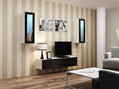 Szafka RTV VIGO '140' 30/140/40 biały/czarny połysk Cama MEBLE Szafka RTV VIGO '140' 30/140/40 biały/czarny połysk Cama MEBLE